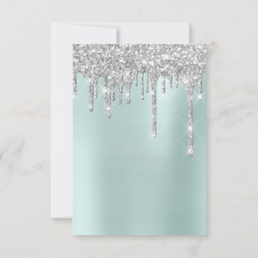 Invitation Paillettes étincelantes gouttes d'argent Aqua Mari (Dos)