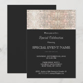 Invitation Paillettes Faux Argent Élégant Soirée Noire (Devant / Derrière)