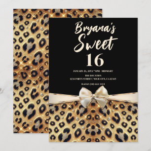Invitation Paillettes Glamour Or Imprimé Léopard Noir Sweet 1