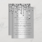 Invitation Paillettes gouttes gris argenté Mariage Douce 16e  (Devant / Derrière)