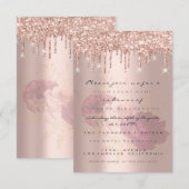 Invitation Paillettes Gouttes Rose Or Mariage Douce 16ème Mar (Devant / Derrière)