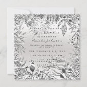 Invitation Paillettes Gris ArgentMetal Tropicaux Feuille Cadr (Devant)
