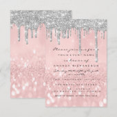 Invitation Paillettes grises qui dégoulinent Rose argentée Ma (Devant / Derrière)