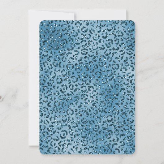 Invitation Paillettes Imprimé Léopard Bleu Turquoise (Dos)