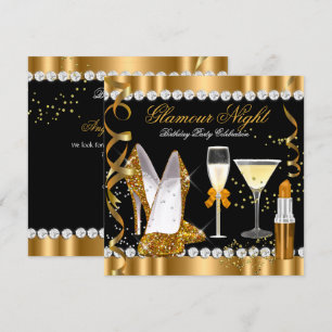 Invitation Paillettes Luxe Nuit Or Noir Argent Soirée