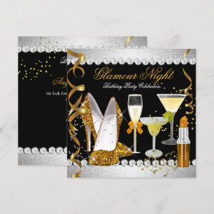 Invitation Paillettes Luxe Nuit Or Noir Argent Soirée