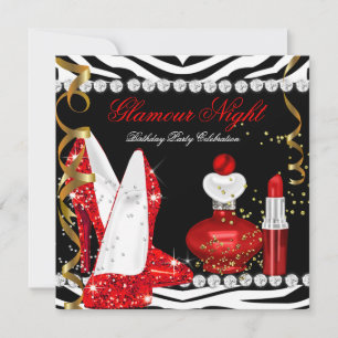 Invitation Paillettes Luxe Nuit Rouge Or Noir Zèbre