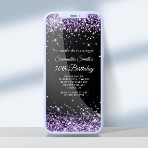 Invitation Paillettes noir et violet royal pour 50e anniversa