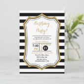Invitation Paillettes noires et blanches modernes or (Debout devant)