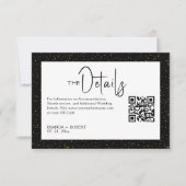 Invitation Paillettes noires et or Script noir sur fond blanc (Devant)