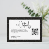 Invitation Paillettes noires et or Script noir sur fond blanc (Debout devant)