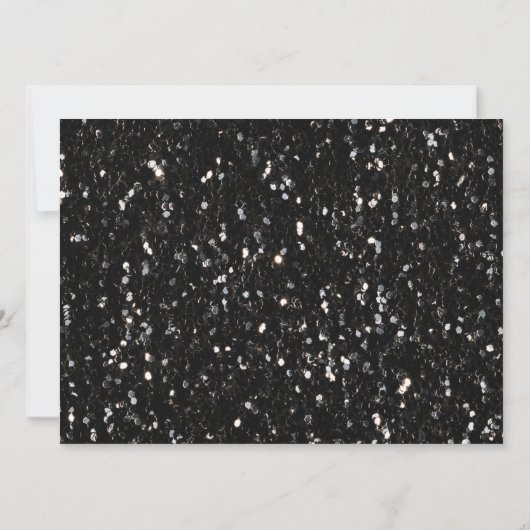 Invitation Paillettes noires scintillent Écriture élégante po (Dos)