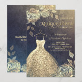 Invitation Paillettes or rose tendance robe Quinceañera (Devant / Derrière)