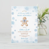Invitation Paillettes pour bébé pain d'épices Flocons de neig (Debout devant)