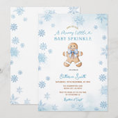 Invitation Paillettes pour bébé pain d'épices Flocons de neig (Devant / Derrière)