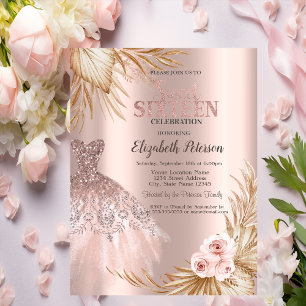Invitation Paillettes qui coulent, Robe, Pampas Rose Gold Swe
