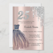 Invitation Paillettes qui dégoulinent, Robe Chic 25e Annivers (Devant)