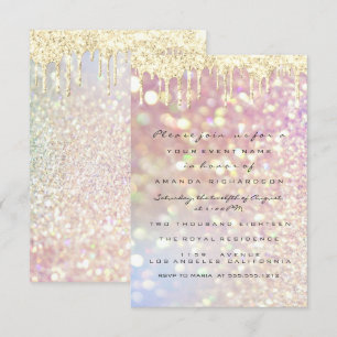 Invitation Paillettes Rose Gold Mariage Douce 16e Luxe
