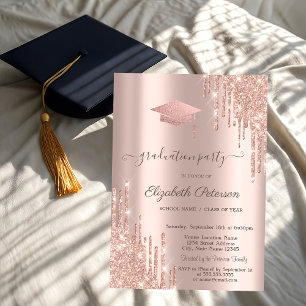 Invitation Paillettes Rose Gold pour Mortier de Diplôme