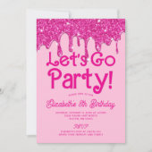 Invitation Paillettes Rose Tendance Anniversaire Fête C'est P (Devant)