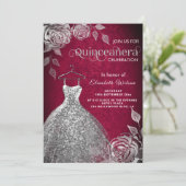 Invitation Paillettes roses en argent tendance robe Quinceañe (Debout devant)