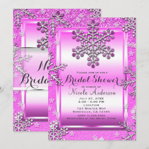 Invitation Paillettes roses pailletées Merveilleux Pays d'Hiv