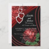 Invitation Paillettes Rouge Rubis et Rose (Devant)
