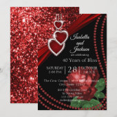 Invitation Paillettes Rouge Rubis et Rose (Devant / Derrière)