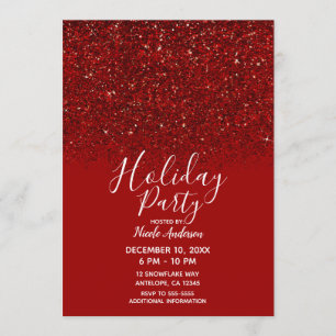 Invitation Paillettes Rouges Élégance Étincelante Fête de Fêt