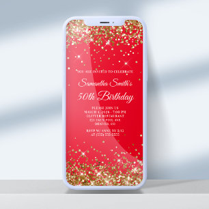 Invitation Paillettes rouges et or 50e anniversaire