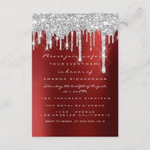 Invitation Paillettes scintillantes argent rouge mariage douc
