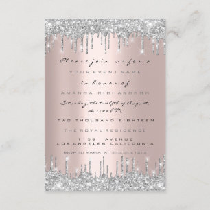 Invitation Paillettes scintillantes gouttes argent gris marié