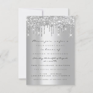 Invitation Paillettes scintillantes gouttes gris argent  Mari