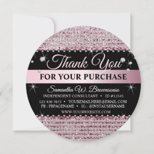 Invitation Paillettes scintillantes rose Bijoux Merci cercle