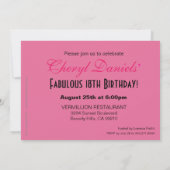 Invitation Paillettes Stiletto Zèbre 18ème Anniversaire rose (Dos)