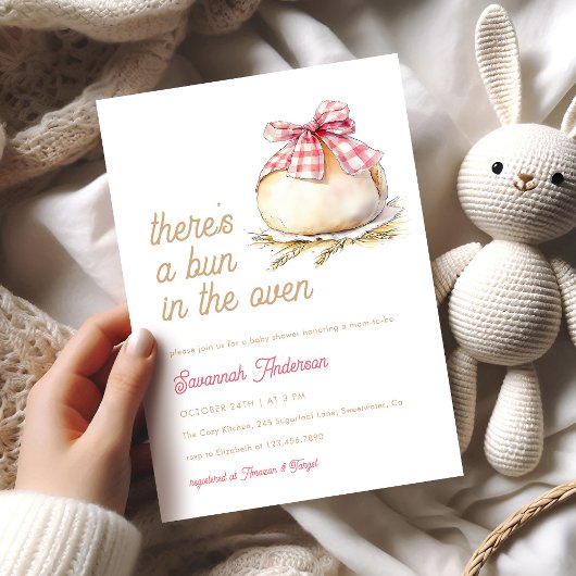 Invitation Pain Dans Le Baby shower Rose En vichy Bow Four