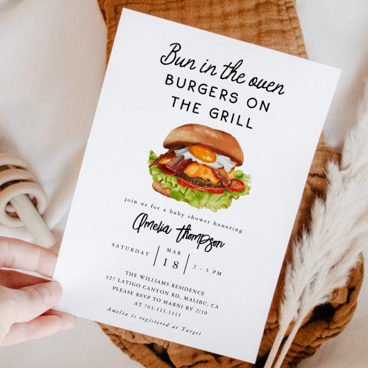 Invitation Pain dans le four Baby shower Burger