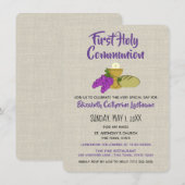 Invitation Pain de raisin de la première communion chalis (Devant / Derrière)