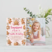 Invitation Pain d'épice rose Cookie Décoration Anniversaire P (Debout devant)