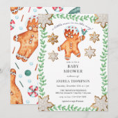 Invitation Pain d'épices | Baby shower de Noël (Devant / Derrière)
