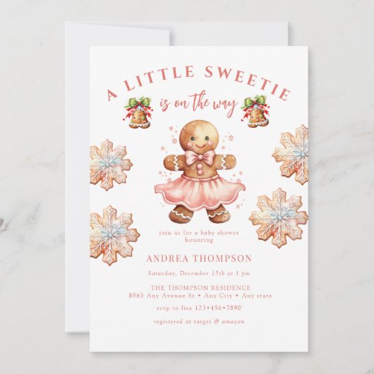 Invitation Pain d'épices | Baby shower de Noël (Devant)