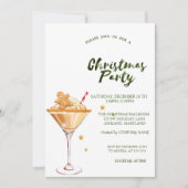Invitation Pain d'épices Cookie Boire Étoiles Vert Noël (Devant)