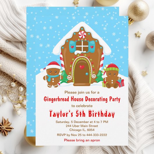 Invitation Pain d'épices Décoration fête d'anniversaire Bleu