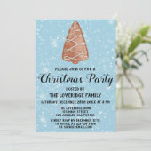 Invitation Pain d'épices Fête de Noël Arbre Bleu Neige (Debout devant)