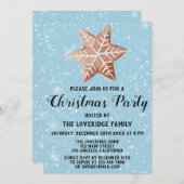 Invitation Pain d'épices Fête de Noël Star Blue Snow (Devant / Derrière)