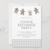 Invitation Pain d'épices Gris En vichy échange de cookies (Devant)
