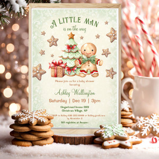 Invitation Pain d'épices Homme garçon Baby shower de Noël cla