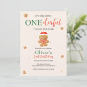 Invitation Pain d'épices mignon Nouvel anniversaire 1er (Debout devant)