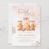 Invitation Pain d'épices rose doux Noël Fille Anniversaire (Devant)