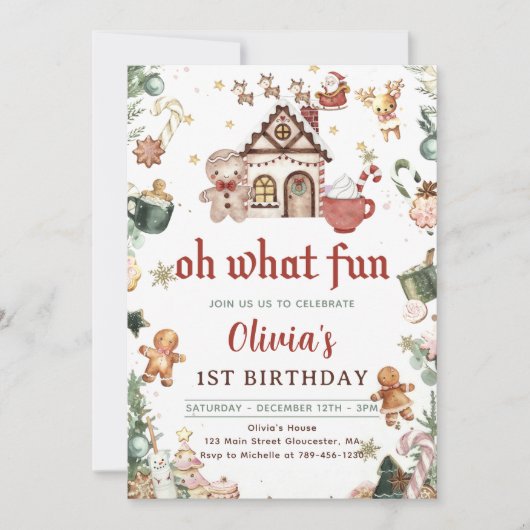 Invitation Pain d'épices vert Noël Cookies Anniversaire (Devant)